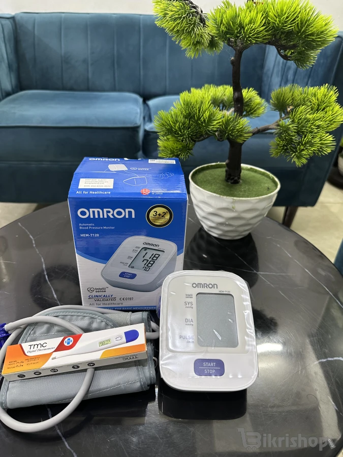 Original Omron HEM-7120 BP monitor + 1pcs Free Thermometer photo 3