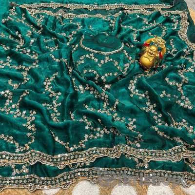 Indian Georgette Sharee with Blouse Piece photo 5