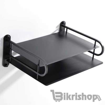 2 Layer Metal WiFi Router Stand, Wall Mount Shelf Bracket for Tv Box, Remote Control, Set Top Box, Aluminum, Black photo 4