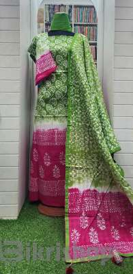 Bexi cotton Vegetable tai Dai unstitched three piece photo 4