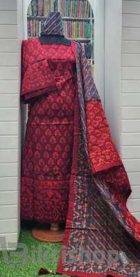 Bexi cotton Vegetable tai Dai unstitched three piece photo 1