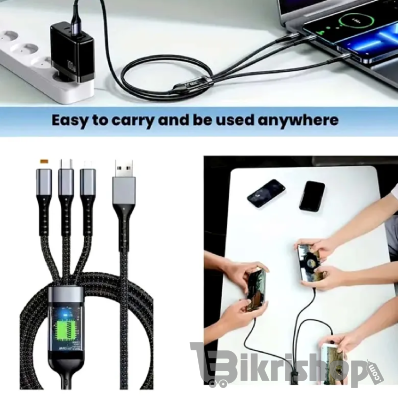 3 IN 1 Regrsi Charging Cable 100W Super Fast Charger USB Protecetion F photo 1