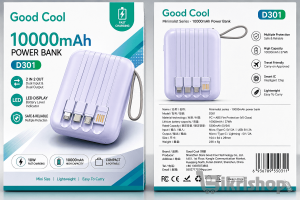 Good Cool D301 10000mAh Power Bank – 100W Fast Charging photo 1
