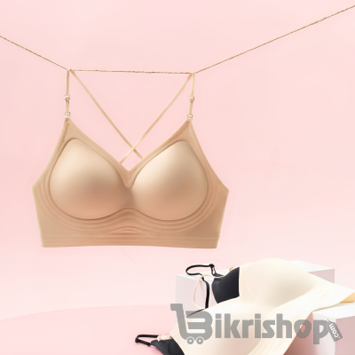 Backless Cross Strap Bra for Women – Seamless Wireless Comfort Bra. photo 3