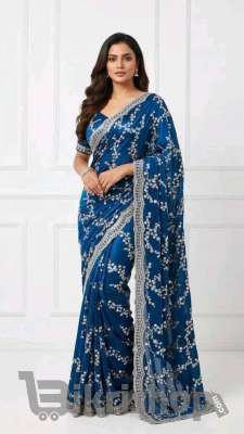Indian Georgette Sharee with Blouse Piece photo 3