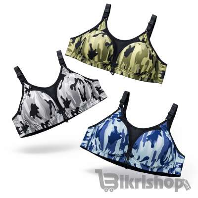Plus Size Camouflage Print Wireless Bra – 4 Hook Support Bra for Women photo 2