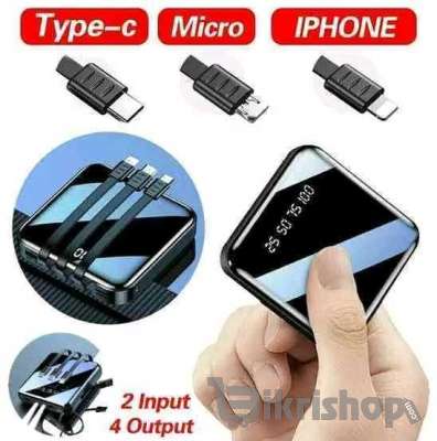 Mini Power Bank With 4 Built-In Cables – Fast Charging 20000mAh photo 2