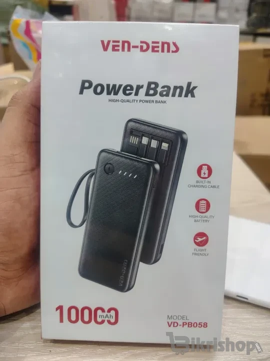 VEN-DENS 10000mAh Power Bank - ONLY - Built-in Cable photo 2